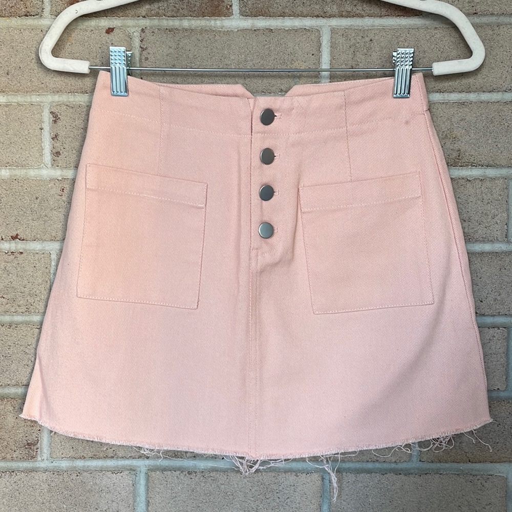 Altar'd State Blush Button-Down Mini Skirt
